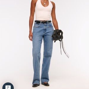 Abercrombie & Fitch Curve Love High Rise 90s Relaxed Frayed Hem Jean 33